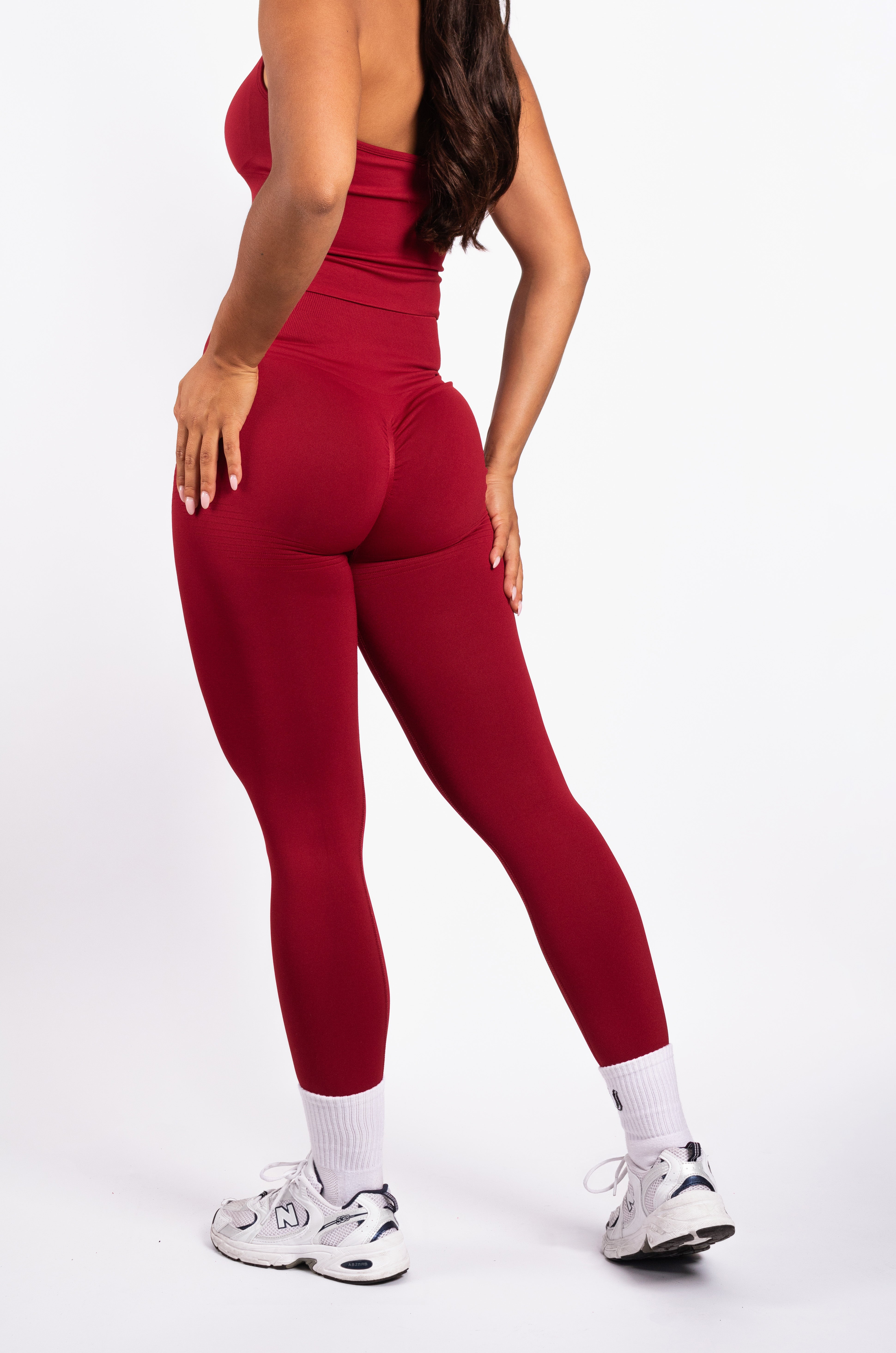 Bibi | Geribde Naadloze Legging – Rood - Ultimate Gainz