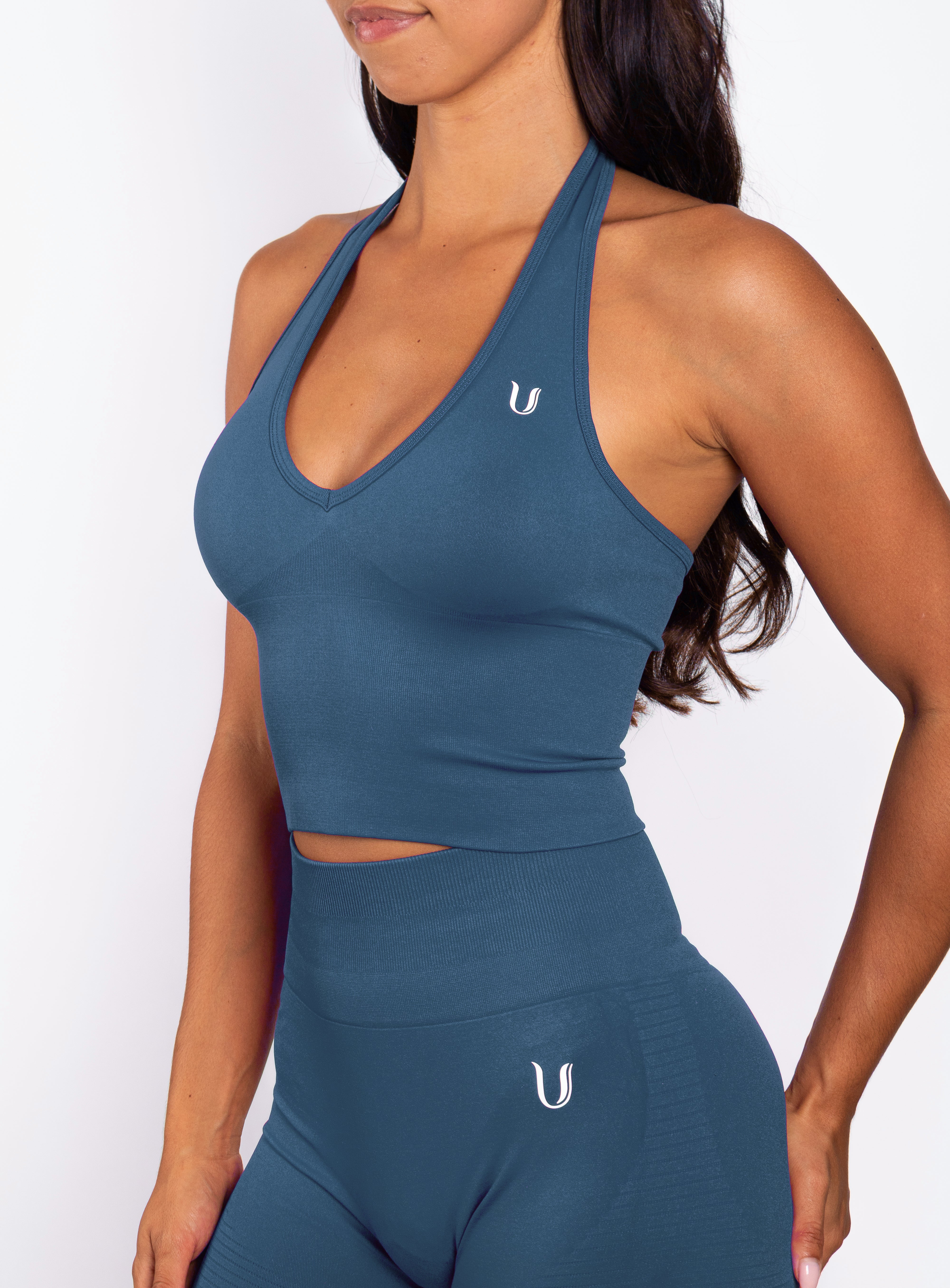 Bibi | Geribde Naadloze Halter Top – Blauw - Ultimate Gainz