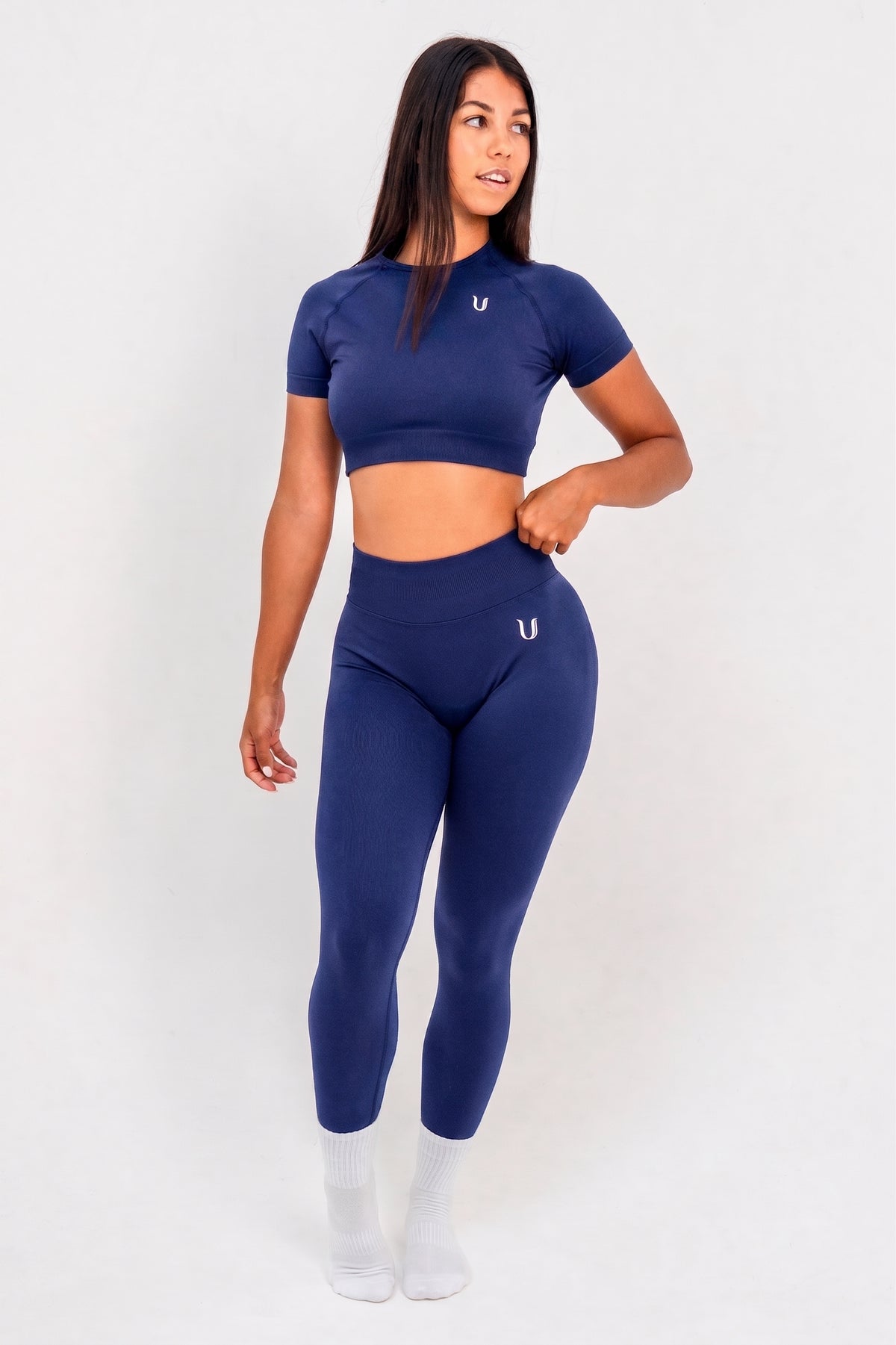 Luna | Premium Seamless Crop Top - Granatowy
