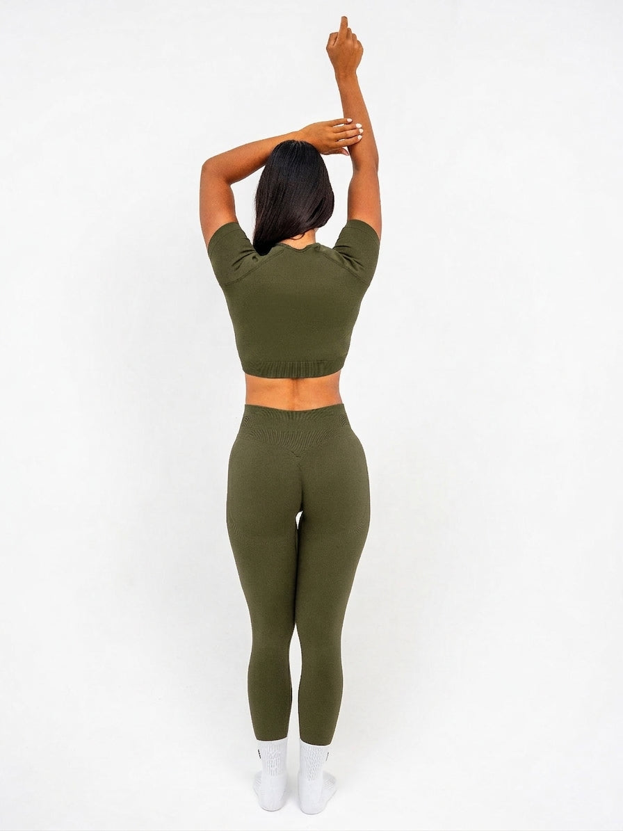 Luna | Premium Seamless Scrunch Legging - Zielony