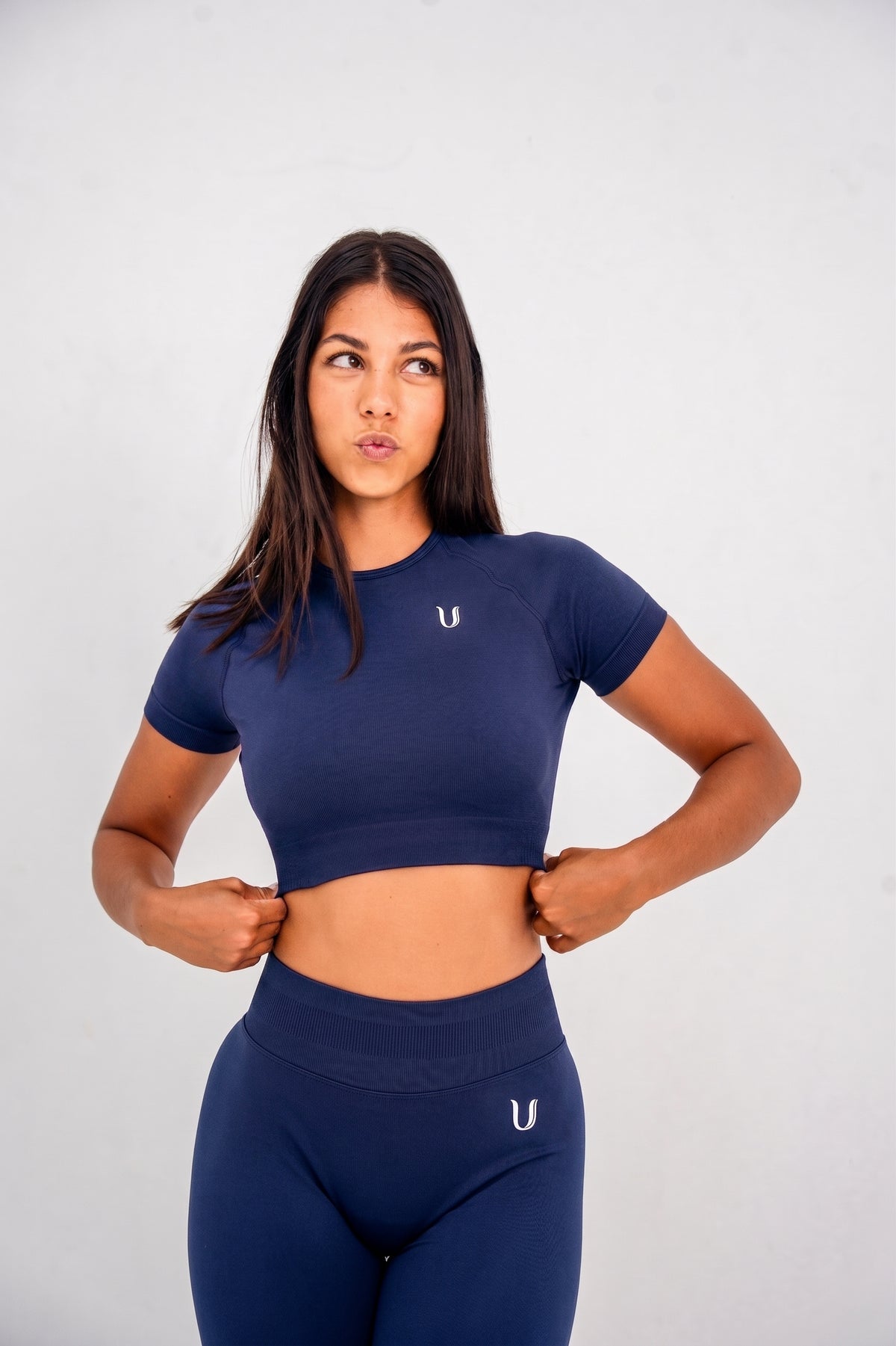 Luna | Premium Seamless Crop Top - Granatowy