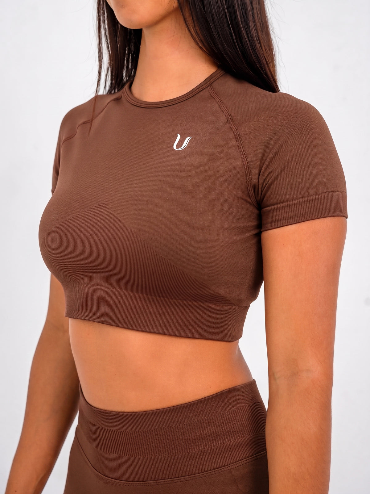 Luna | Premium Seamless Crop Top - Brązowy