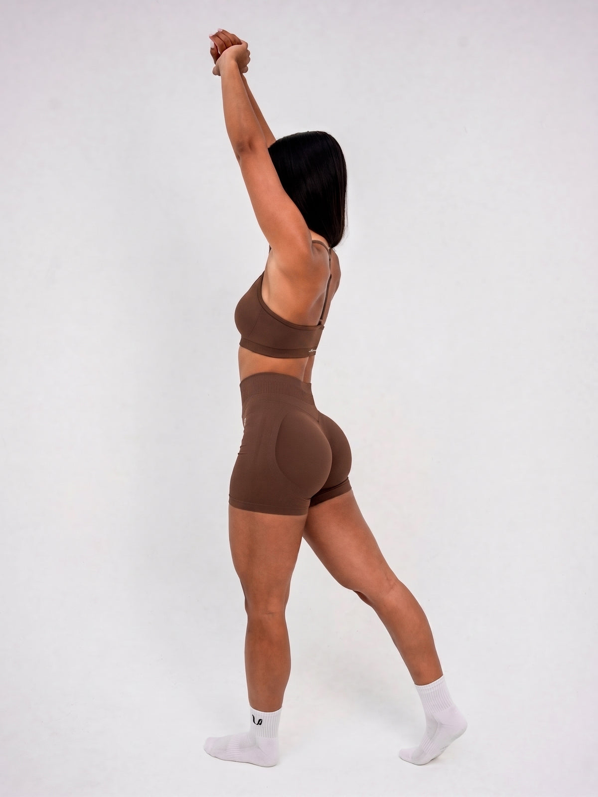 Luna | Premium Seamless Scrunch Short - Brązowy