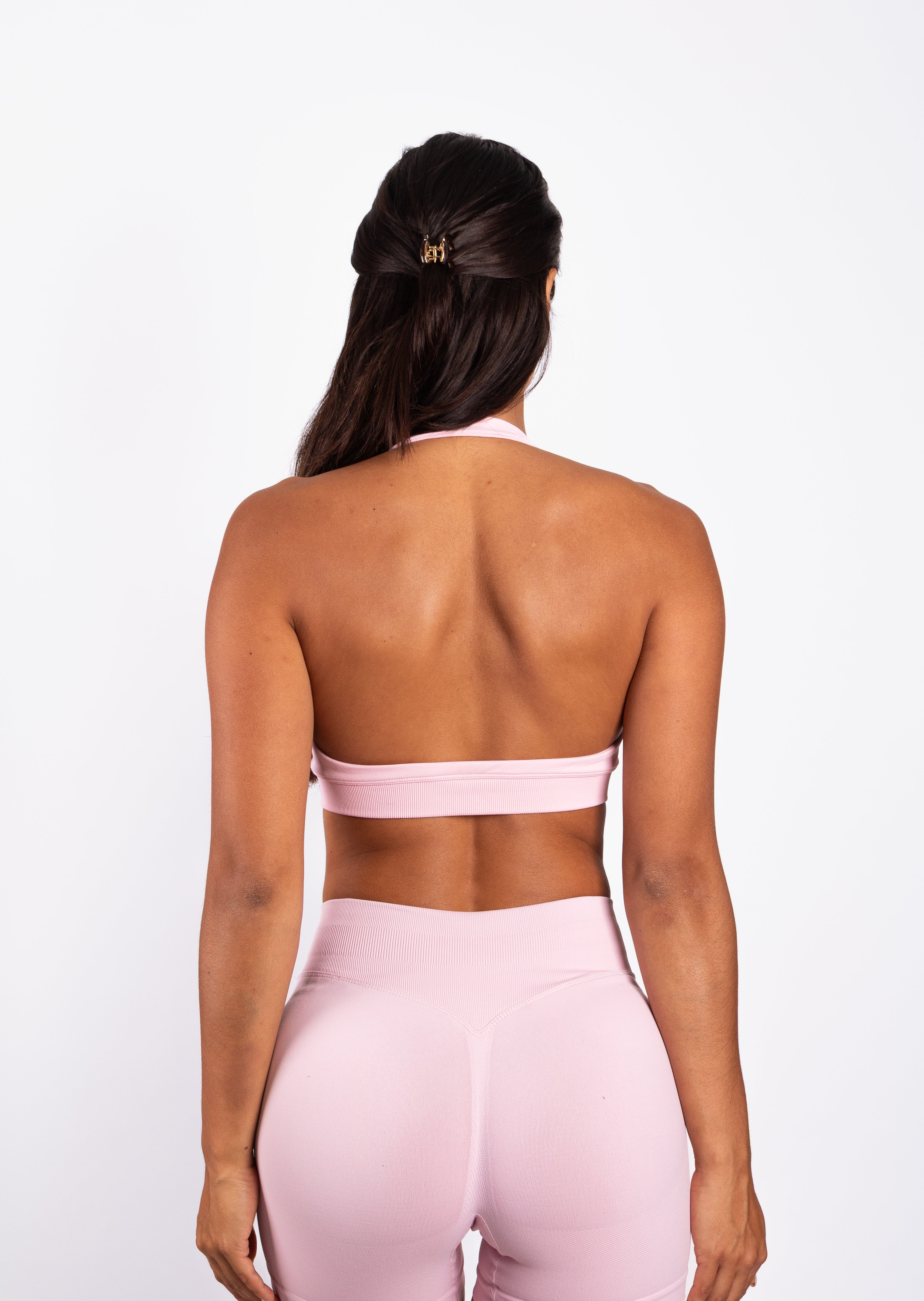 Beau Halter Support Bra Roze - Dames fitness kleding zijkant