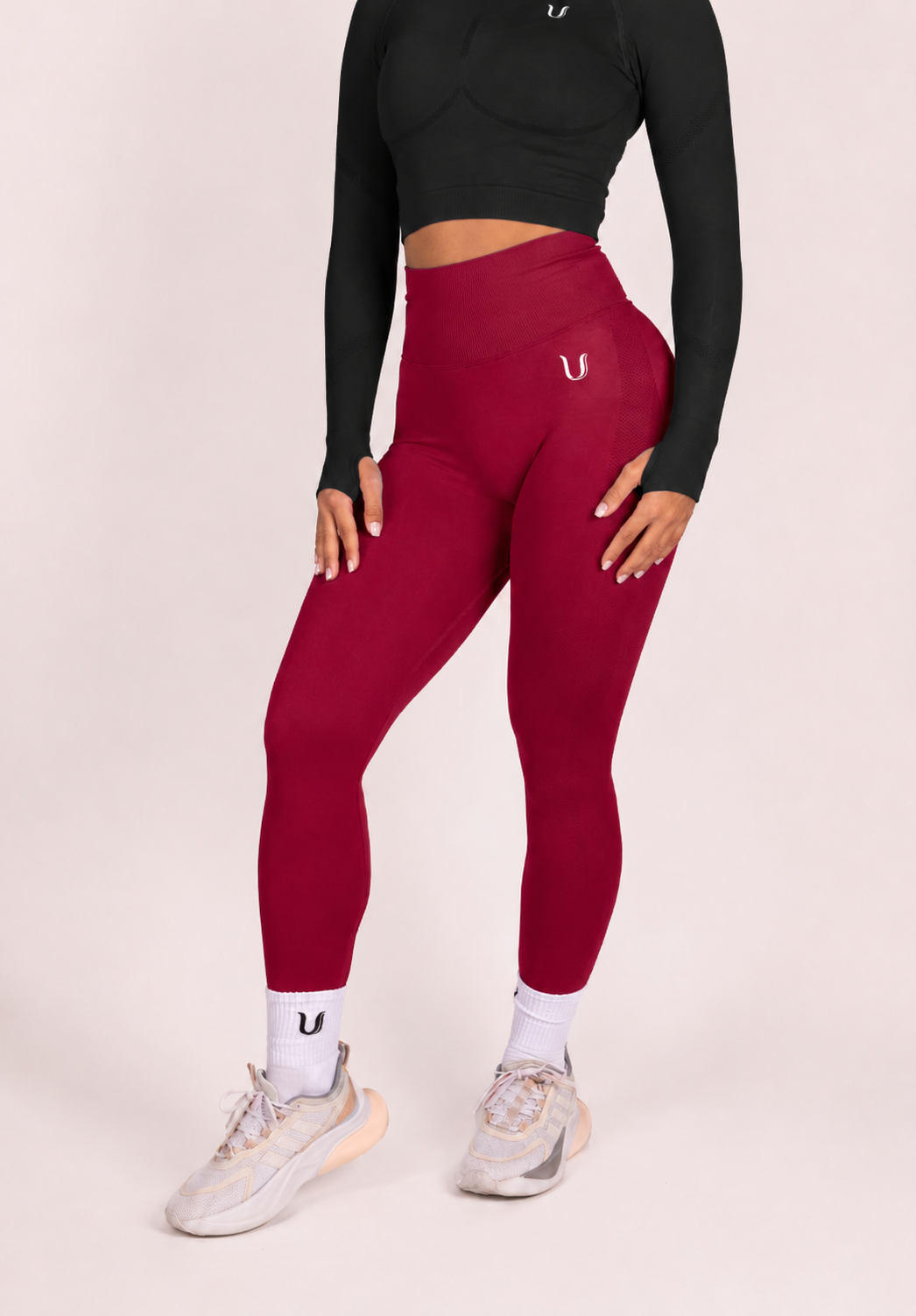 Leonie | Leginsy Premium Scrunch - Czerwony