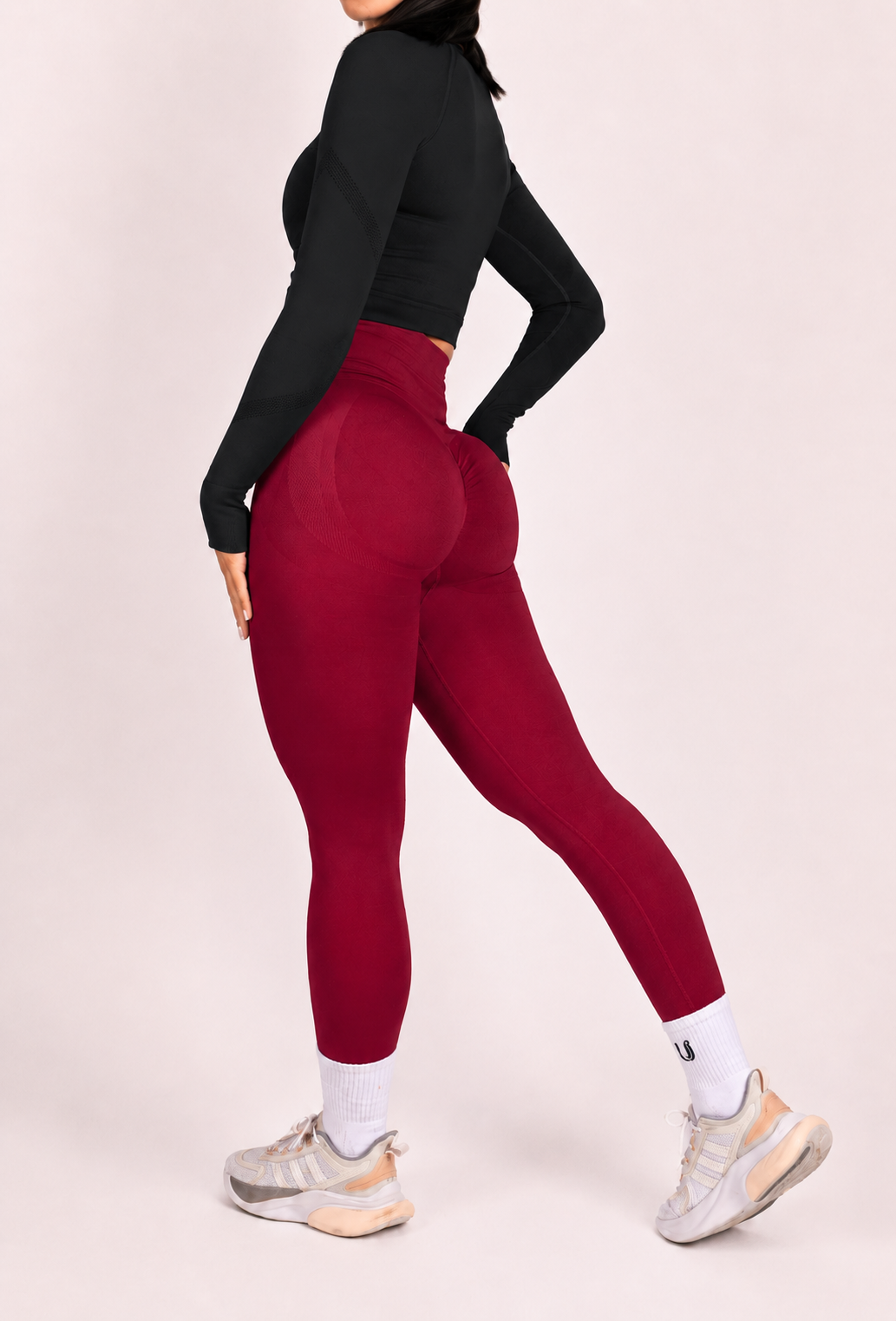 Leonie | Leginsy Premium Scrunch - Czerwony