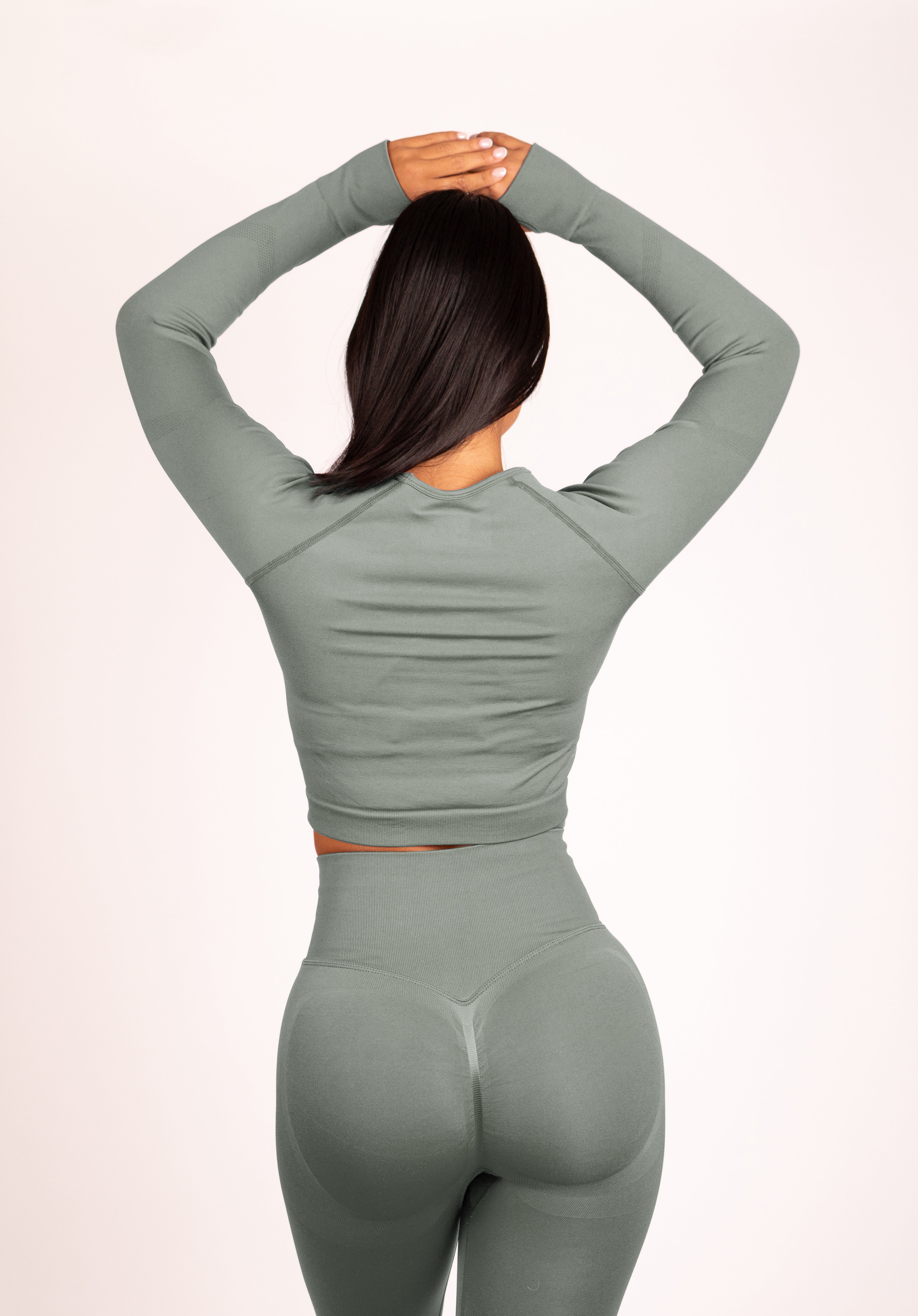 Leonie Lange Mouwen Top Shirt Grijs - Dames activewear detail