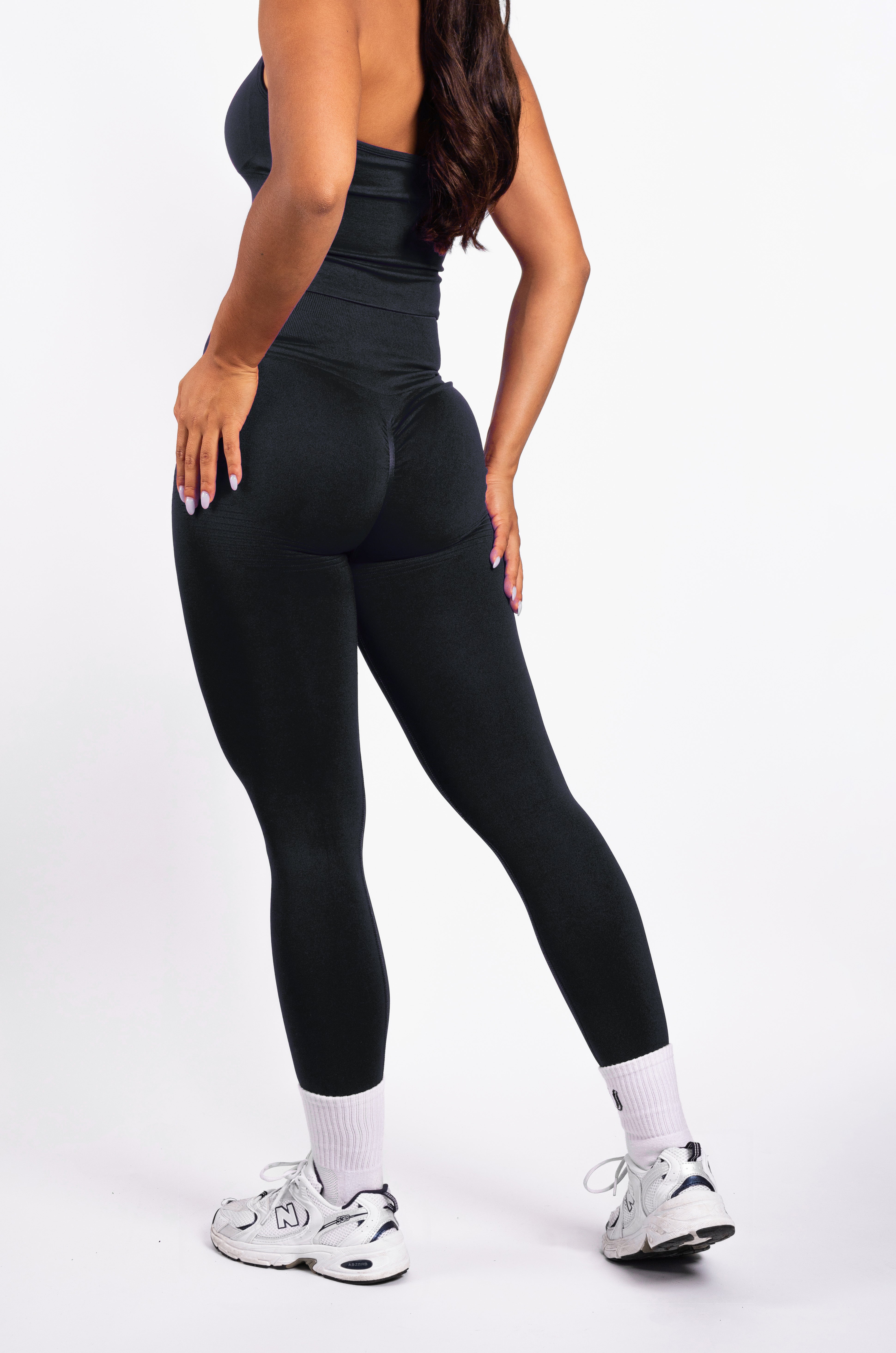 Bibi | Geribde Naadloze Legging – Zwart - Ultimate Gainz